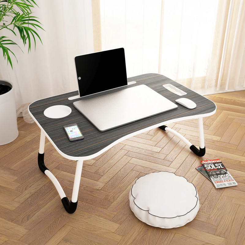 Story@home LT4002 Wood Portable Laptop Table(Finish Color – Black, Pre Assembled)
