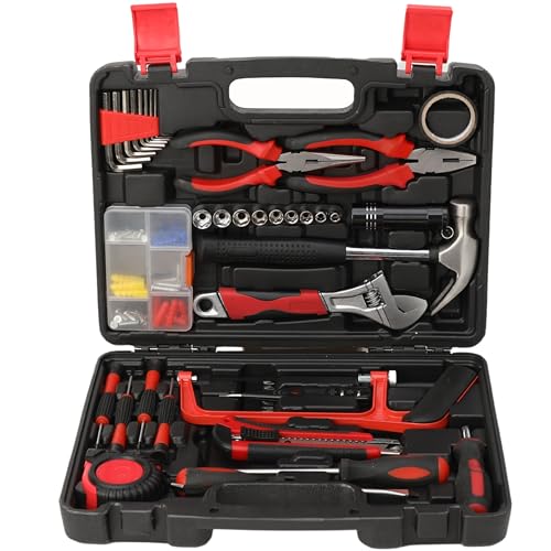 Link Prabal Hand Tool Kit for Home & DIY Use 126-Piece – Includes Plier, Wrench, Hammer, Utility Knife, Rachet, Precision Screw driver, Etc. (Black)