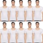 Rupa Jon Half Sleeves Vest for Men | 100% Cotton | Round Neck | Regular Fit | Pack of 10 White