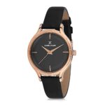Daniel Klein Analog Black Dial Women’s Leather Watch-Dk11676-5