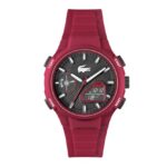 Lacoste Men Analogue Lc33 Qtz Basic Black Round Dial Watch|Red Silicone Material|Red Color Band – 2011368