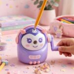 Cute Purple Cartoon Doll Hand-Crank Pencil Sharpener for Kids
