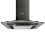 Glen 60cm 1000 m3/hr Curved Glass Wall Mounted Kitchen Chimney Push Buttons Baffle Filter (MISO Black)