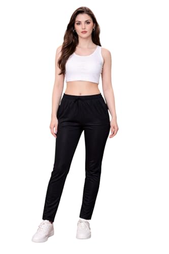 Shiv Textiles Women’s Polyester Solid Trackpant (Pack of 3 Track Pant) (BL-Pack-L) Black