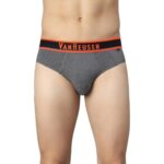 Van Heusen Cotton Men Colour Fresh Briefs – Neon Elasticized Waistband, Ultra Soft_10013_Charcoal Melange W Neon Orange_S, Small