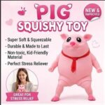 Pruqury Cute Pig Squishy Stress Relief Toy | Soft Slow Rising Stretchable Squeeze Toy for Kids & Adults | Anti-Stress Fidget Toy | Pink (1 Piece)