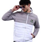 The Indian Garage co White Regular Fit Colourblocked Hooded Puffer Jacket