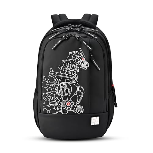 Gear Fiction 1 4 Compartment Backpack 19″/40L Large Water Resistant School Bag/Casual 4 Compartment Backpack/Daypack/Kids Bag for Boys/Girls (Black-Red)