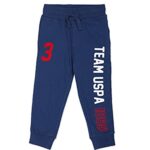 US Polo Assn. Knitted Cotton Joggers for Boys – Mid Rise, Regular Fit, Brand Printed Joggers for Kids – 12T, Blue