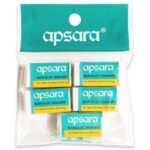 Apsara Non-Dust Erasers | Clean, Dust Free & Good Erasing | Soft Erasers | use for School, College & Artist Student | 5 Pcs Pouch