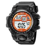 SKMEI Sport Wrist Watches for Men Digital Display Orange-White Dial ABS::TPU Men’s TPU Black Color Stylish Band Water-Resistant & Scratch-Resistant-2245