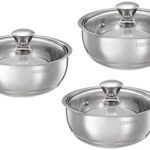 Solimo Stainless Steel Double Walled Insulated Serving Bowl, Set of 3 (Silver, 900 ml Each)