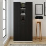 A GLOBIA CREATIONS Verlin 2 Door Wardrobe Engineered Wood | Matte Finish | Wenge Color | Bedroom Storage | 6 Shelves & 2 Hanger Rods | Termite & Scratch Resistant | 36-Month Warranty