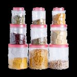 Flipkart SmartBuy Plastic Grocery Container – 2295 ml(Pack of 9, Clear)