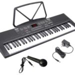 Amazon Basics 61 keys Electronic Keyboard Piano with LED Display | Adapter | Key Note Stickers | Mic | Music Sheet Stand – Works only with adapter (no battery needed)