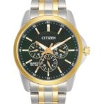 Citizen Stainless Steel Analog Quartz Multifuction Men’s Black Dial Watch – AG8348-56X, Band Color-Two-Tone