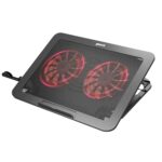 Geonix CoolZ 2Fan Laptop Cooling Pad |High-Performance 2 Cooling Fans 6 Adjustable Height Levels Up to 130mm | Compatible Upto 17-Inches| Supports uto 5kg | Mobile Phone Stand (Black & Red)