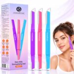 HomeBasic Face Razor for Women, Pack of 3 | Dual Blade Eyebrow Razor for Women & Facial Hair Remover | Reusable Stainless Steel Dermaplaning Tool for Upper Lip, Chin, Forehead & Peach Fuzz
