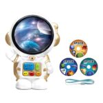 Crackles Astronaut Educational Toy with Light & Sound – 3 Learning Discs: Story, Music & Animals/Fruits – Space-Themed Talking Toy for Kids – Hanging Gift for Boys & Girls (Multicolor)