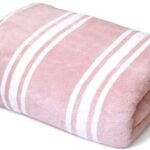 Cortina Stripe Printed Towels for Bath (70 x 140 cm) 380 GSM Microfiber, Ultra Soft, Highly Absorbent & Quick Dry for Gym, Beach & Bathroom Towels for Men, Women & Kids (Pink Big Stripe)