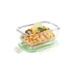 SIGNORA WARE Borosilicate Glass Rectangular Container with Lid, 370ml, Clear, Microwave & Freezer Safe, Airtight & Leakproof for Kitchen Use, Lunch Box & Reheating Leftovers