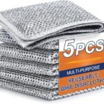 NORIQ (5 Pack) Non-Scratch Dish Wash Cloth, Steel Wire Dish Cloth, Wire Dishwashing Rags Stainless Steel Scrubber Non-Scratch Wire Dishcloth for Washing Dishes Sinks Counters