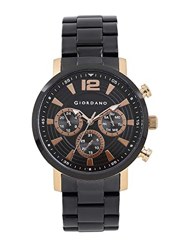 Giordano AW22 Collection Analog Watch for Men Stylish Metal Strap|Multifuntion Mechanism GZ-50025-33, Black Band