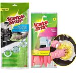 Scotch-Brite Microfiber Scrubby Kitchen Wipe, 36x30cm and Kitchen Gloves Large (Multicolour, H18-6037)