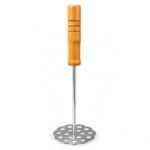Stainless Steel Potato Masher with Wooden Handle | Heavy Duty Vegetable & Potato Masher | Ideal for Pav Bhaji, Baby Food, Fruits & Vegetables | Kitchen Utility Tool | Pack of 1 (Flower Shape)