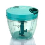 SORATH Manual Pull String Food Chopper | 3-Blade Hand Chopper for Vegetables, Fruits & Nuts | Turquoise Mini Food Processor (Blue)