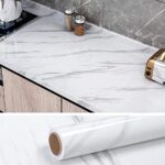 KASHIVAL Marble Peel and Stick Wallpaper – White & Grey Glossy Marble for Countertop, Kitchen Cabinets, Bathroom (30X60cm)