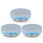 STEELLOCK Stainless Steel Airtight Container| Leak Proof Tiffin Lunch & Storage Boxes | SL-1300-set of 3, 250ml each, Blue