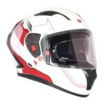 Royal Enfield SPEEDX Full FACE Blitz with Sun Visor & aerodynamic Spoiler | Certification: ISI & DOT |Liner: Dual EPS Expanded Polystyrene| UV Treated Surface | Polygiene Fabric White &RED (L) 60 CM