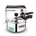 Tripro Triply Stainless Steel Inner Lid Pressure Cooker, 2 Litres Pressure Cooker, Even Heat Distribution, Bakelite Sturdy Handle, Healthy Cooking, Easy to Clean, Induction and Gas Stove Ready