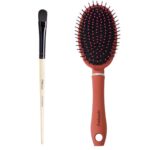 Midazzle Premium Wooden Eye Shadow Brush With Midazzle Premium Brown Cushioned Hair Brush (MIHB0026) – Set of 2