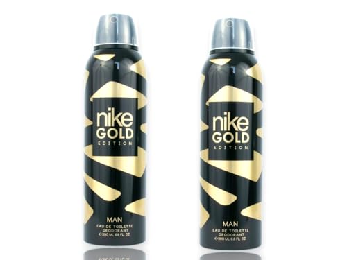 Nike Gold Edition EDT Deodorant for Man 200ml*2 Combo Pack, 24H, 0% Aluminum Salts, Protects Underarm Flora, No White Stains