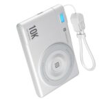 Portronics PowerShutter Air 10K 10000mAh 15W Wireless Magnetic Fast Charging Powerbank, In Built Type Cable,22.5W Type C PD Output,Light Weight,Compatible with iPhone 12 Above,Other Qi Enabled Devices