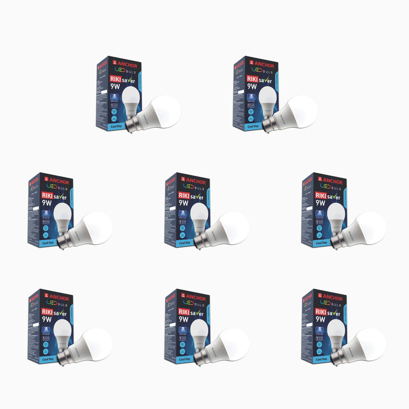 ANCHOR 9 W Basic Standard B22 LED Bulb(White, Pack of 8)
