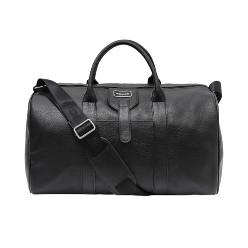 POLICE Premium Travel Duffle Bag | Premium Texture Vegan Leather Duffle for Men & Women | Spacious Weekend & Gym Bag with Adjustable Shoulder Strap