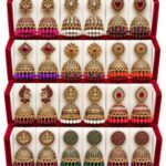 Trivik 24 Pcs Jhumka Earrings Set for Women Girls, 12 Pair Random Designs Gold Colour Jewellery Gift Box (GOLD 6)