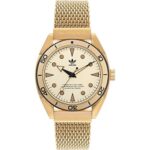 adidas Men Stainless Steel Originals Analog Gold Dial Watch-Aofh22004, Band Color-Gold