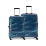 Aristocrat Force (66 cm+76 cm) Acrylonitrile Butadiene Styrene(Abs) Pack of 2 (Medium+Large) 4 Spinner Wheels Hardsided Scuba Blue Suitcase Sets | 3-Year Warranty