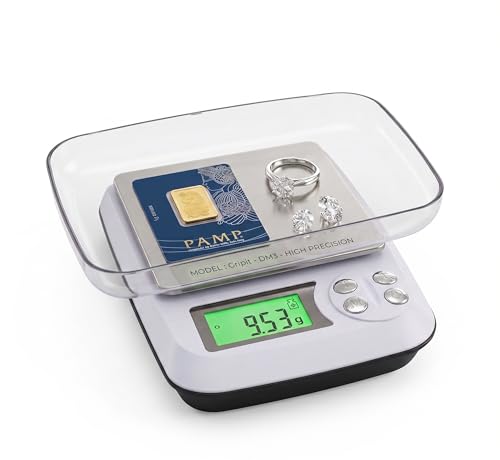 Gripit Jewellery Weighing Scale 1000g x 0.01g – High Precision Digital Gold Weight Machine Not for Commercial Use Stainless Steel Platform (White)