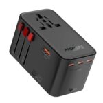 Promate TripMate160W Universal Travel Adapter with 2500W Universal AC Socket, GaNFast™ Technology, Triple PD140 Laptop Charging,All-in-One Charger 60W USB-A Port, US/UK/EU/AU Plugs.