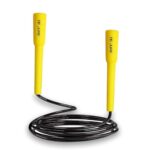 DE JURE FITNESS Adjustable Skipping Rope – Slim Handle, 275cm, Multiple Colors (Black-Yelloiw)