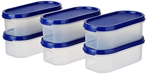 Amazon Brand – Solimo Modular Plastic Storage Containers With Lid (Transparent,Set Of 6, 525ml)