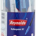 Reynolds R7 8 BLUE 2 BLACK RollerBall Pens| Roller PEN WITH COMFORTABLE GRIP | BLUE ROLLER BALL PENS FOR WRITING | PEN FOR PROFESSIONALS | 0.7 mm TIP SIZE