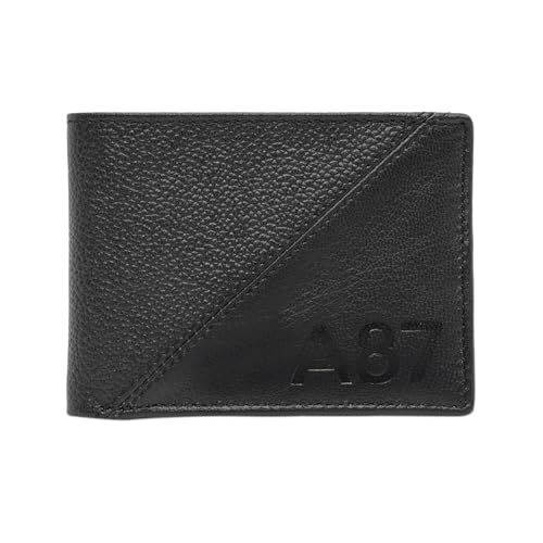 Aeropostale Men’s SLIMFOLD Wallet Tucson – Black | Pebbled Leather | Formal & Minimalist Carry | Ideal for Gifting