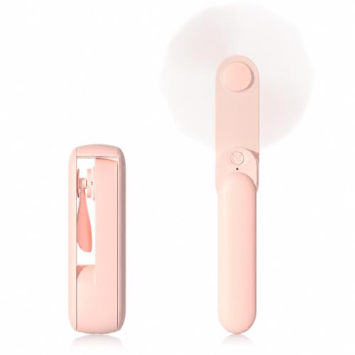ARCTICOOL Portable Handheld Fan | 2-in-1 Foldable Mini Fan | USB Rechargeable | 8-15 Hours Battery | Lightweight & Safe for Home, Office, Travel & Outdoor (Pink)