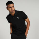 PUMA Solid Men Polo Neck Black T-Shirt